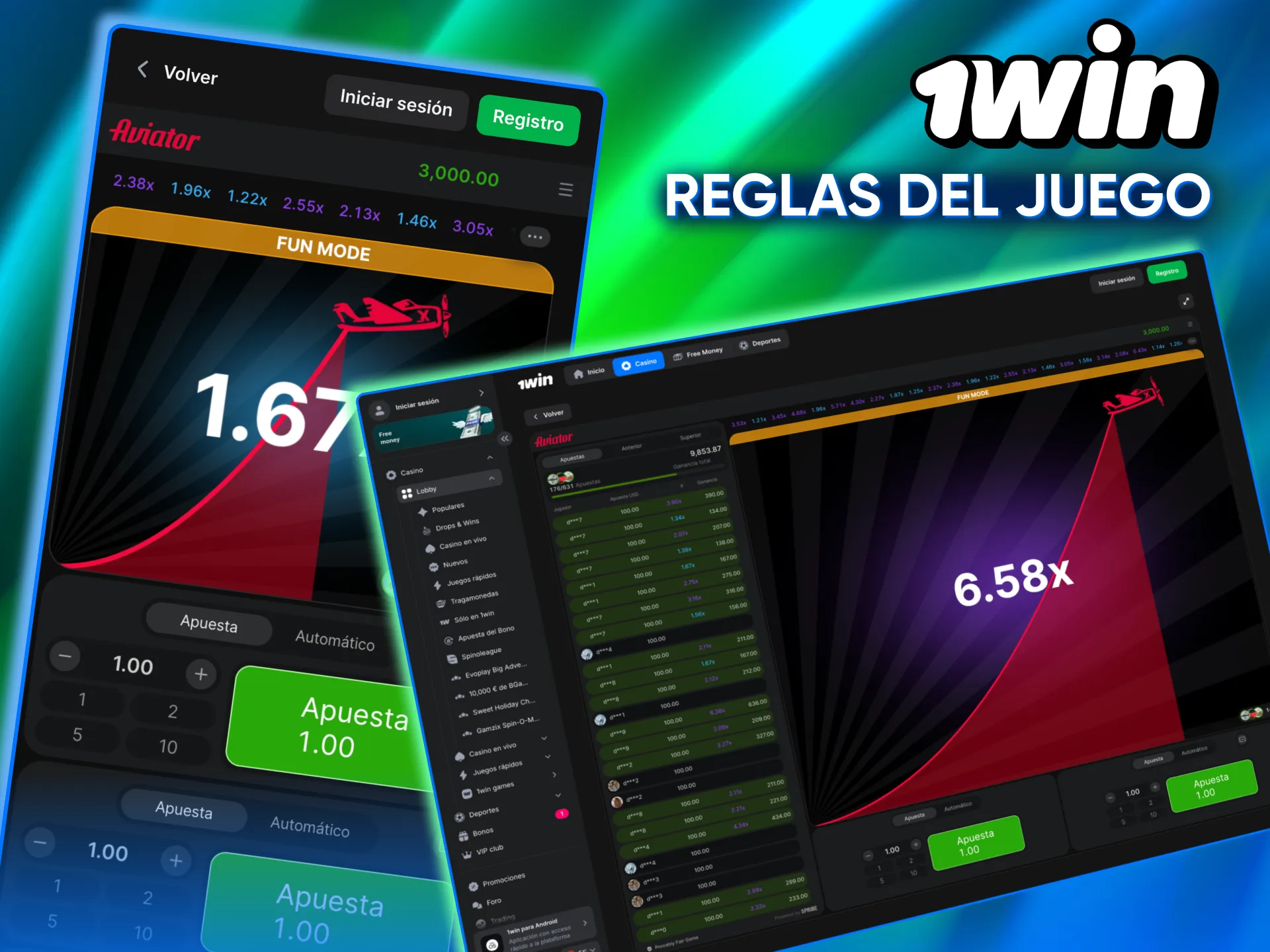 En 1win juega Aviator retirando ganancias antes del choque del avión.