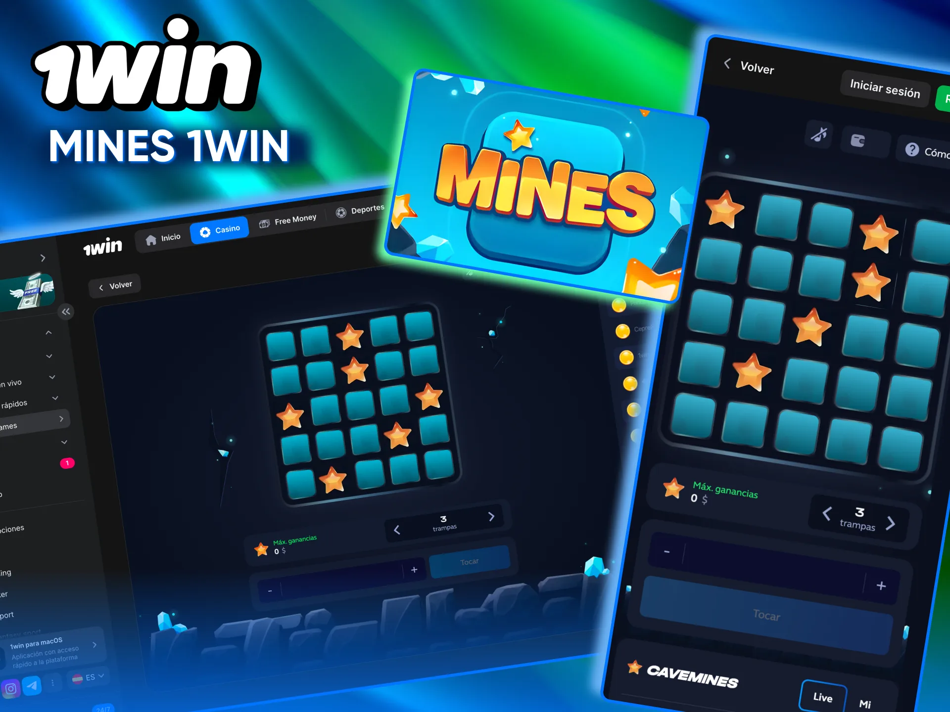 Mines 1win con retorno al jugador del 97%.