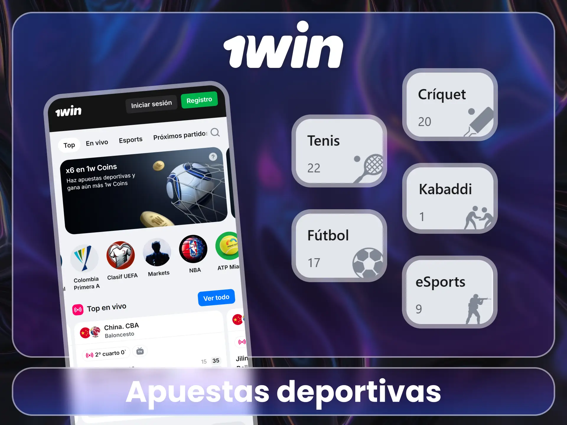 Apuesta en deportes desde la app oficial de la 1Win.