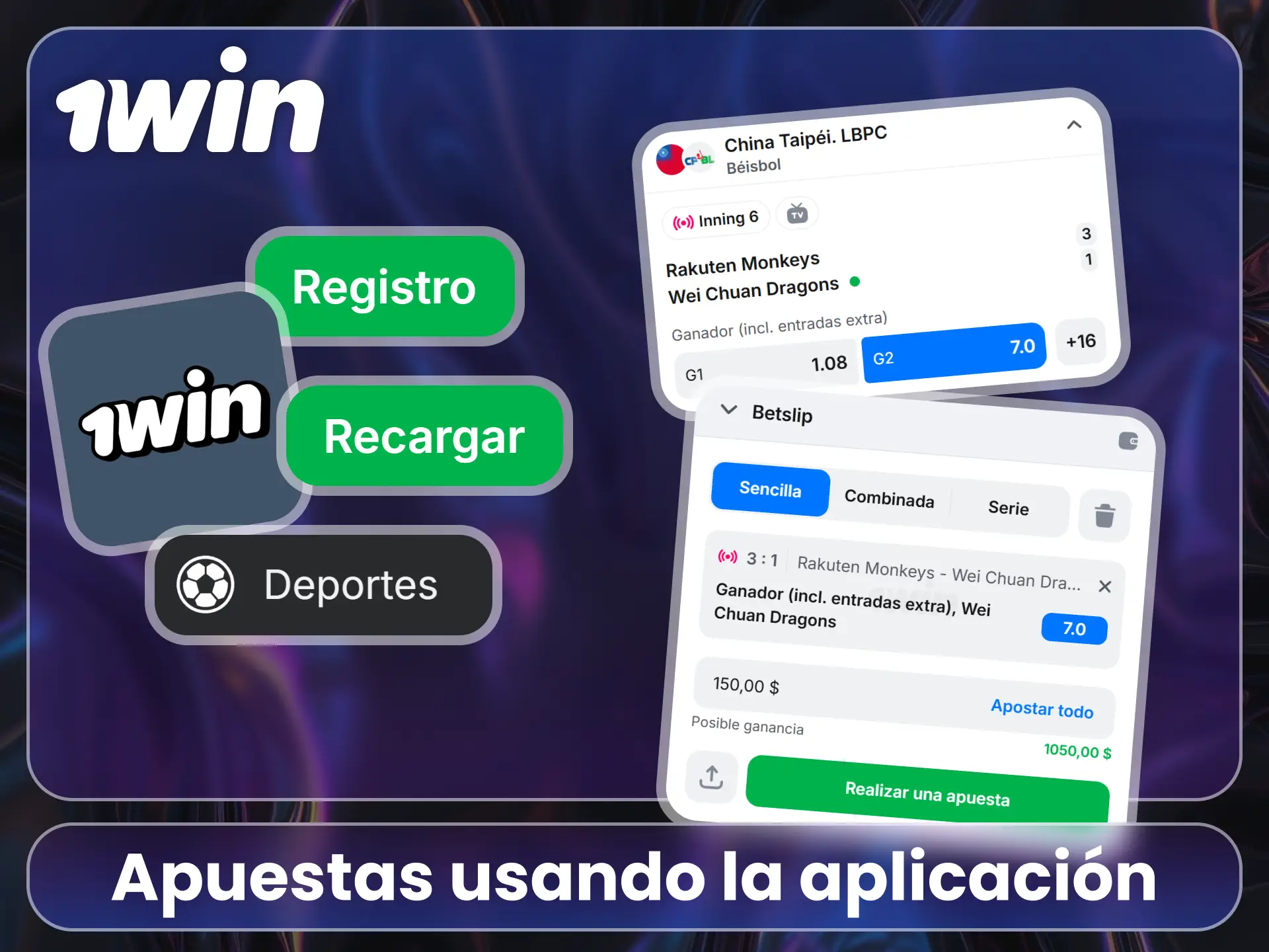 Realiza apuestas rápidas en la app oficial de la 1Win.