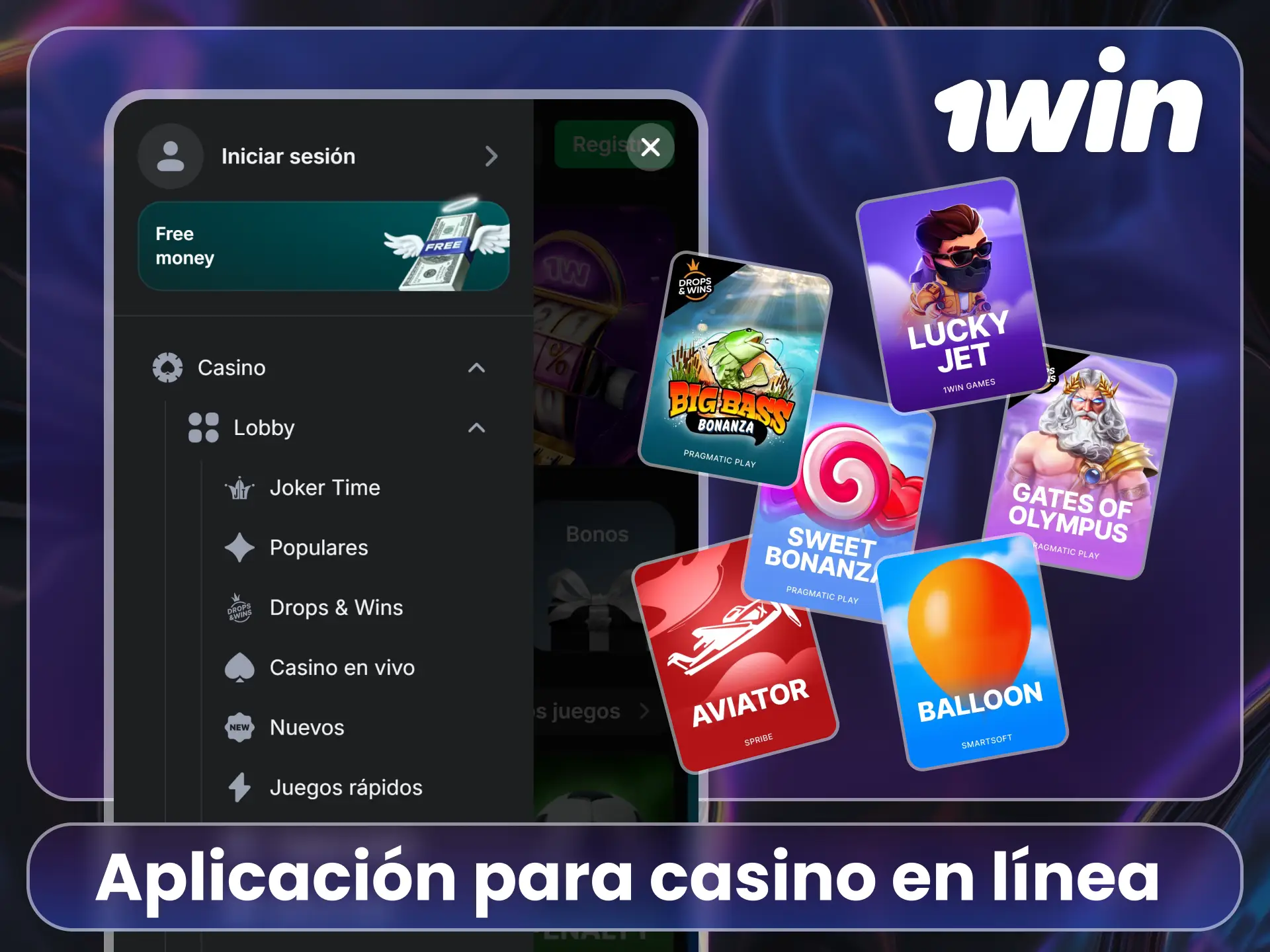 Juega al casino móvil en la app oficial de 1Win.