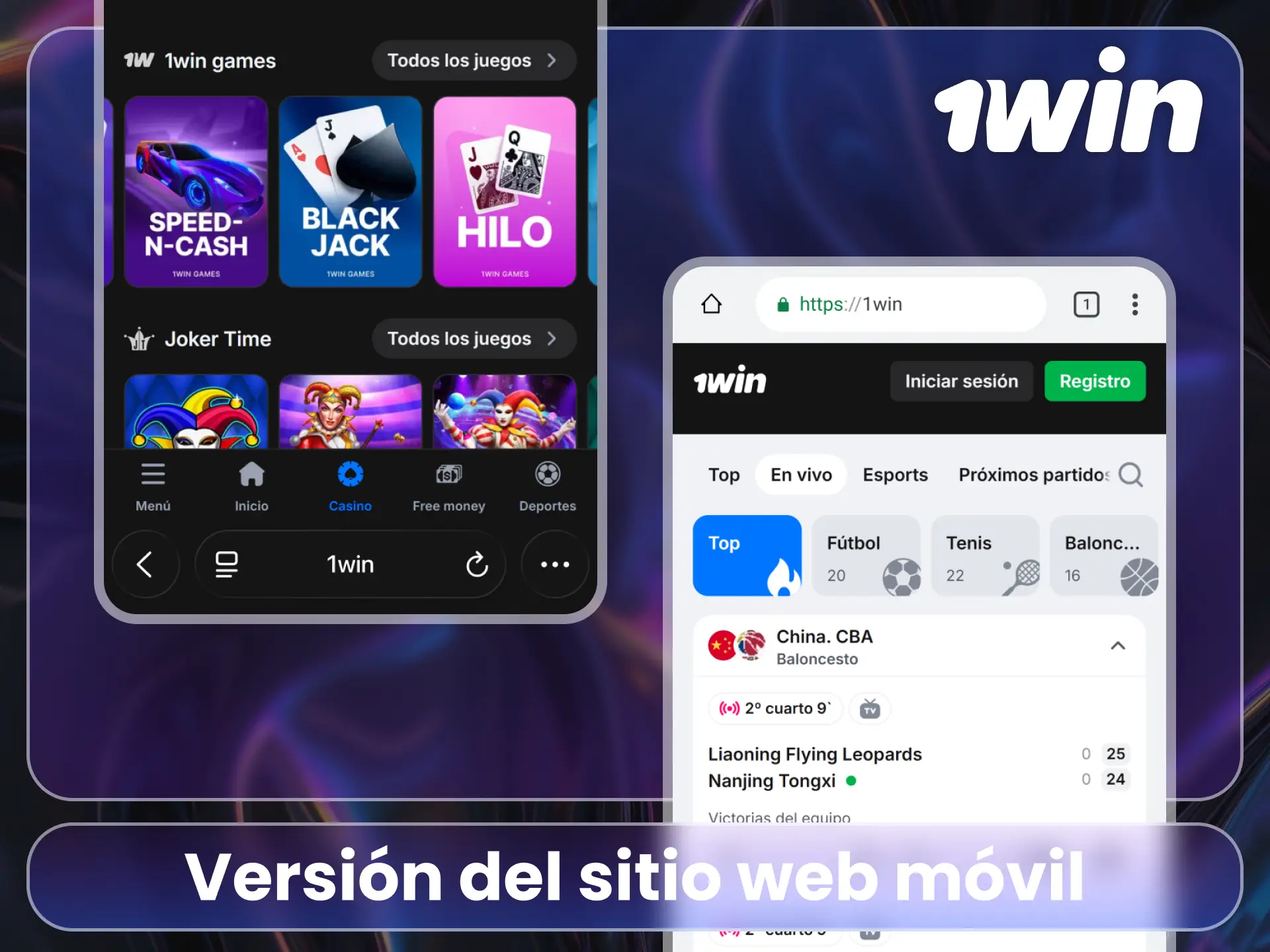 Navega la web móvil en el sitio oficial de 1Win.