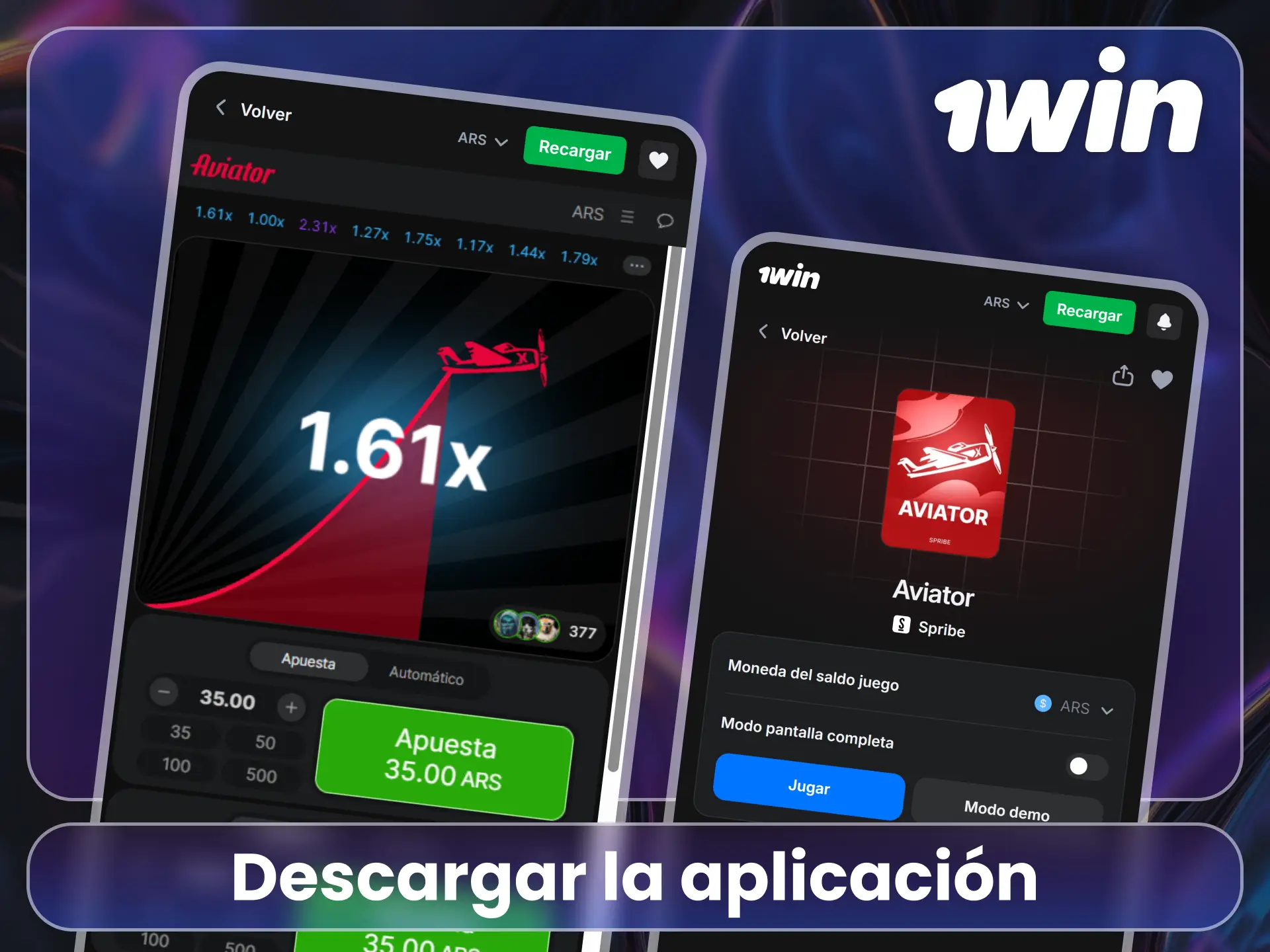 Descarga la aplicación de Aviator en el sitio oficial 1Win.