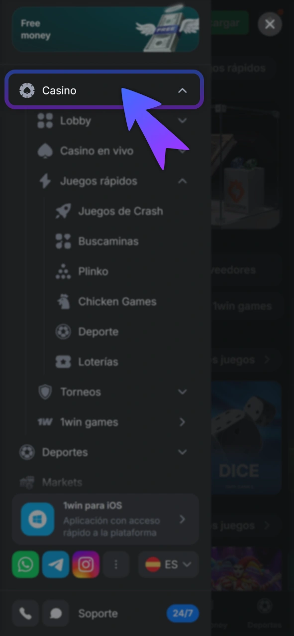 Explora los juegos disponibles en el sitio oficial de 1Win.