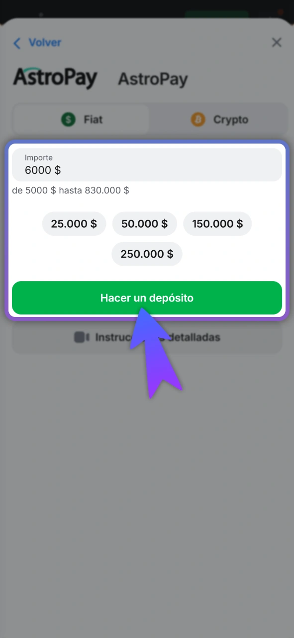 Carga saldo en tu cuenta del sitio oficial de 1Win.
