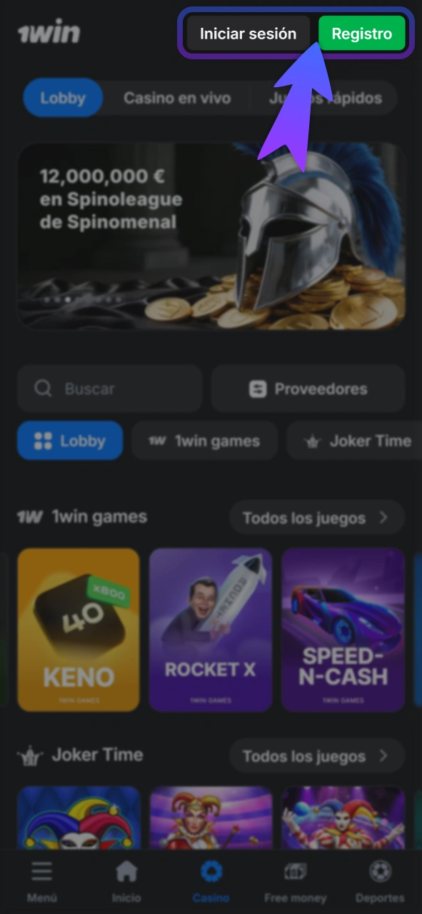 Inicia sesión para depositar en el sitio oficial de 1Win.