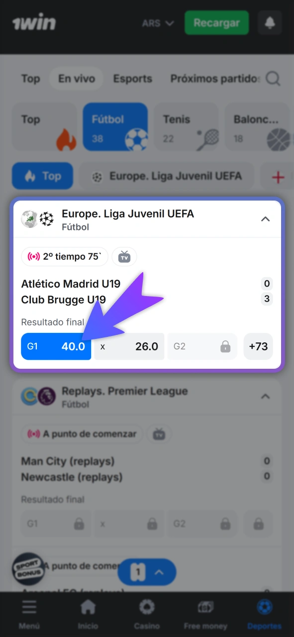 Selecciona la mejor cuota en el sitio oficial de 1Win.