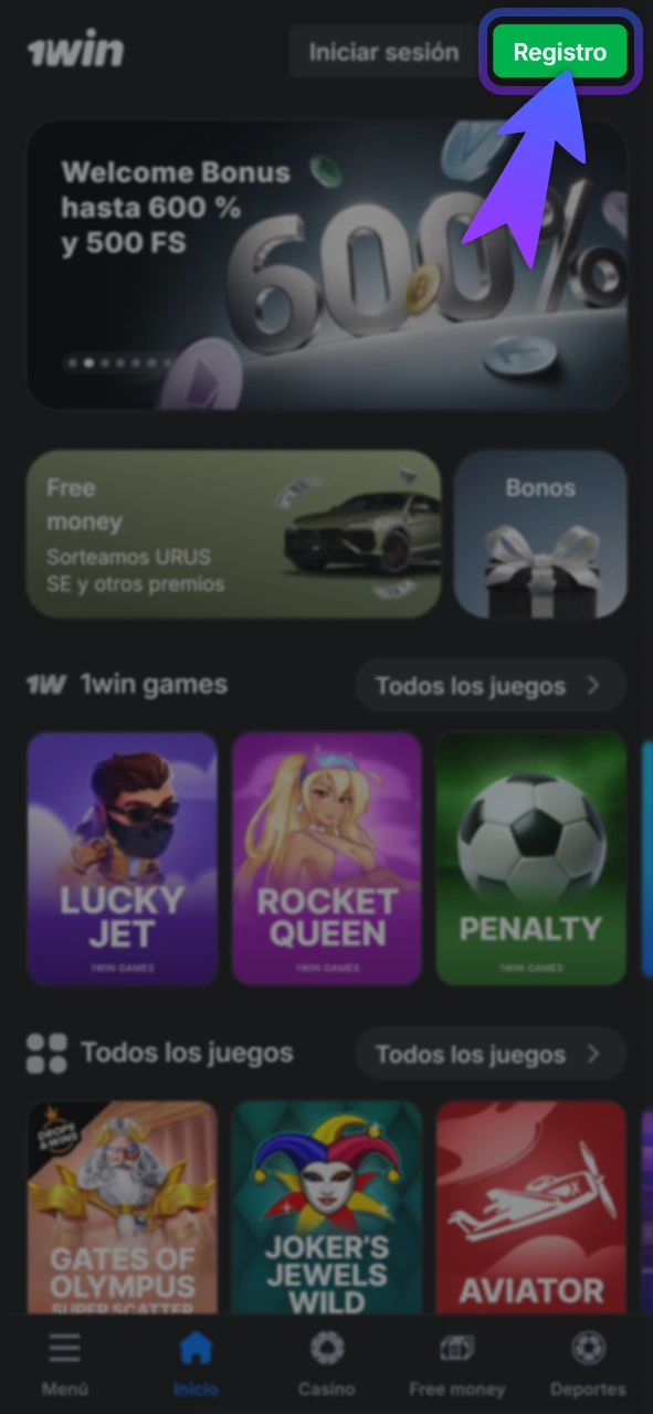 Crea tu cuenta en el sitio oficial de 1Win Argentina.