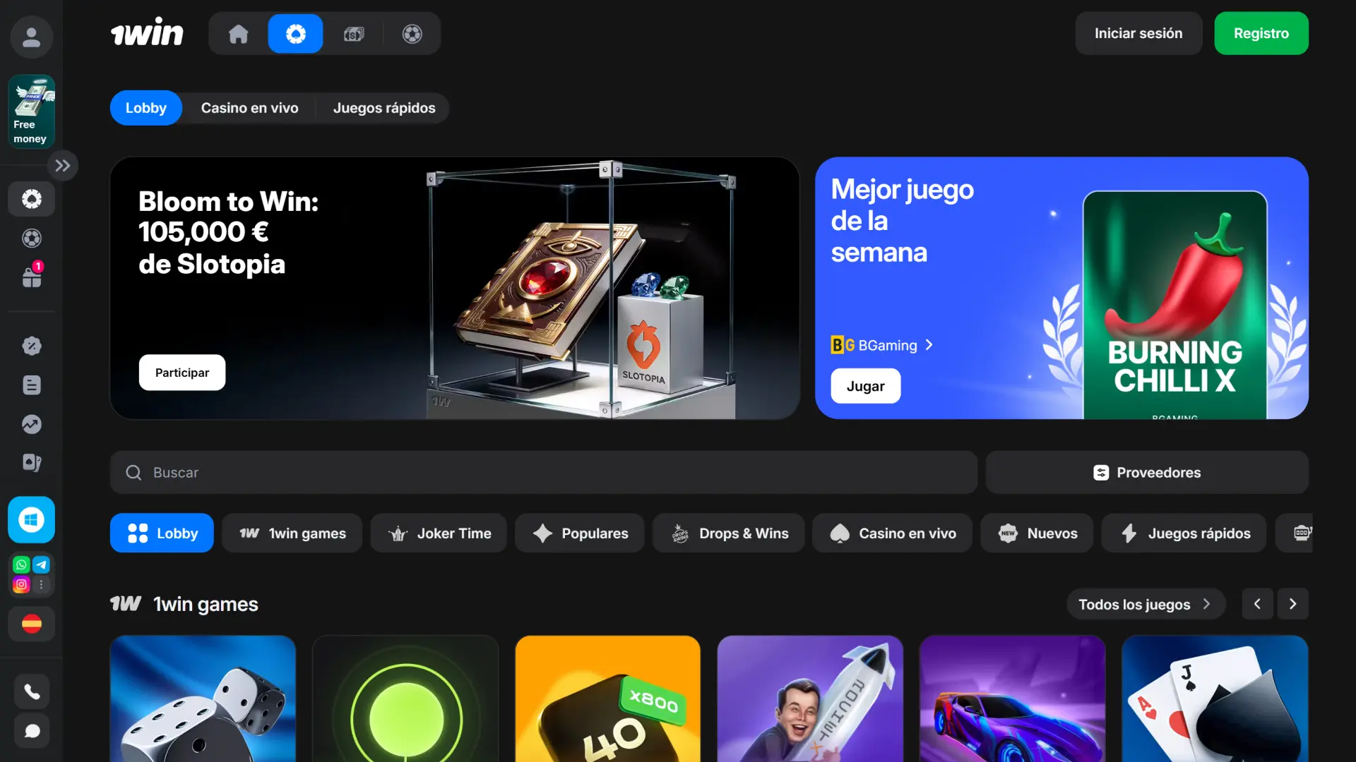 Explora el catálogo oficial de casino en la plataforma 1Win.