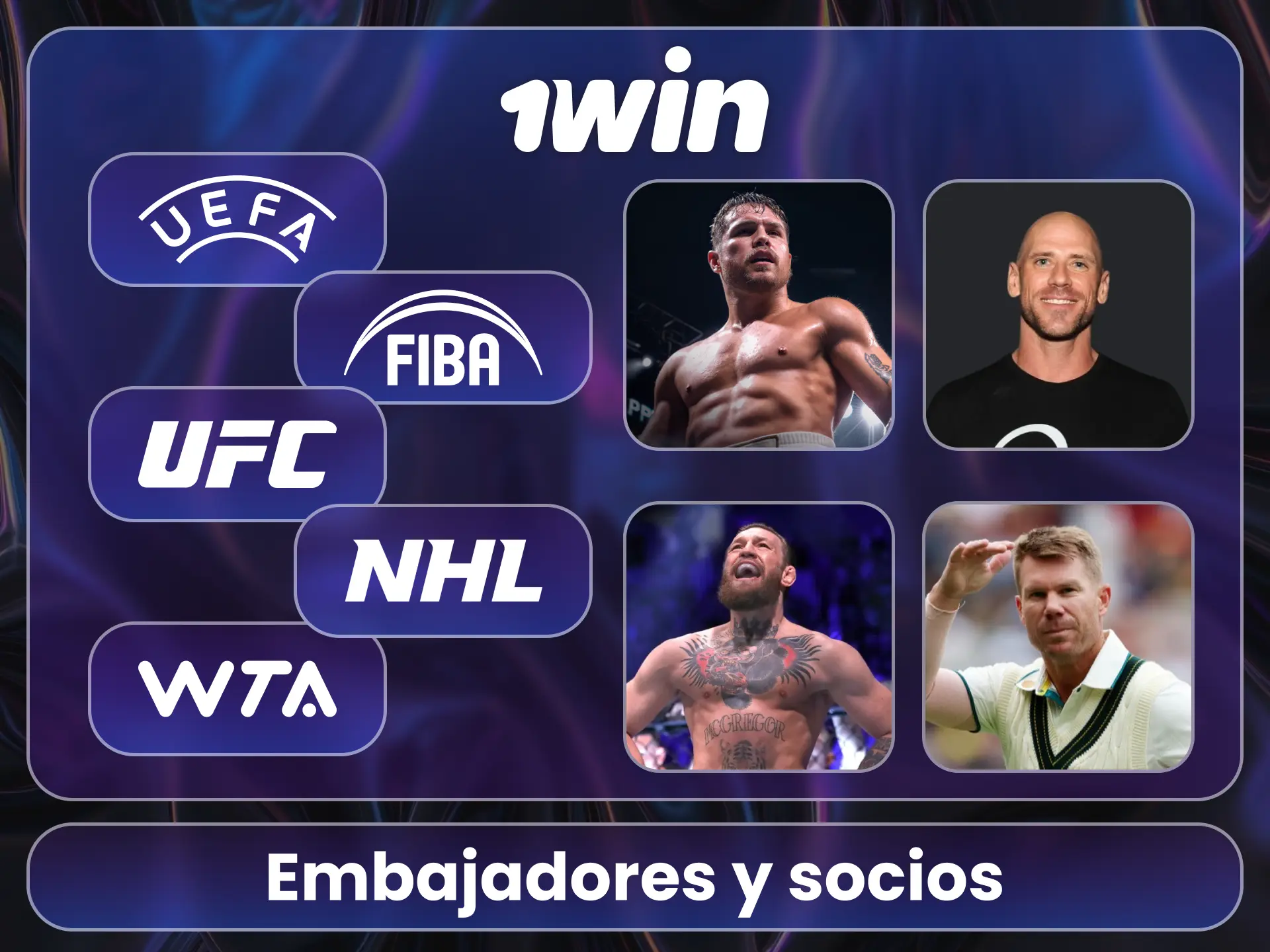 Descubre a los embajadores en el sitio oficial de 1Win.