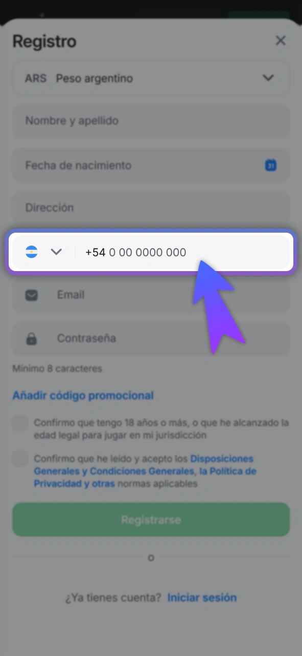 Elige el método telefónico en el sitio oficial de 1Win.