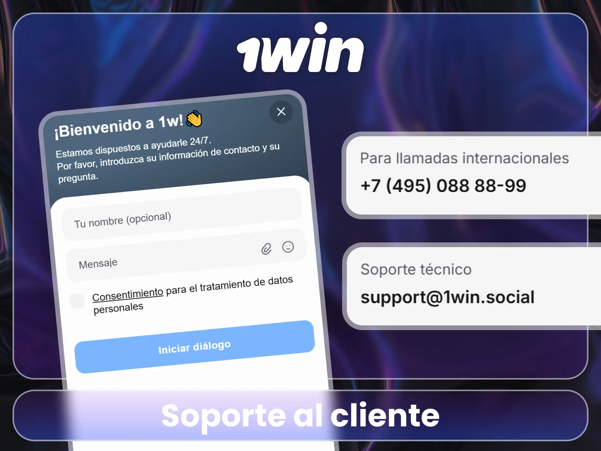 Contacta al equipo de ayuda en el sitio oficial 1Win.