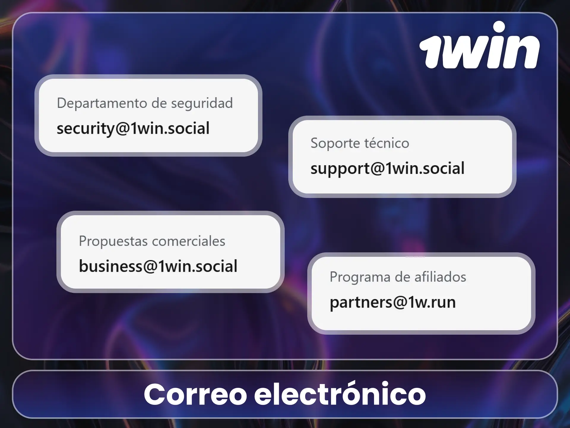 Envía tus consultas detalladas al sitio oficial de 1Win.